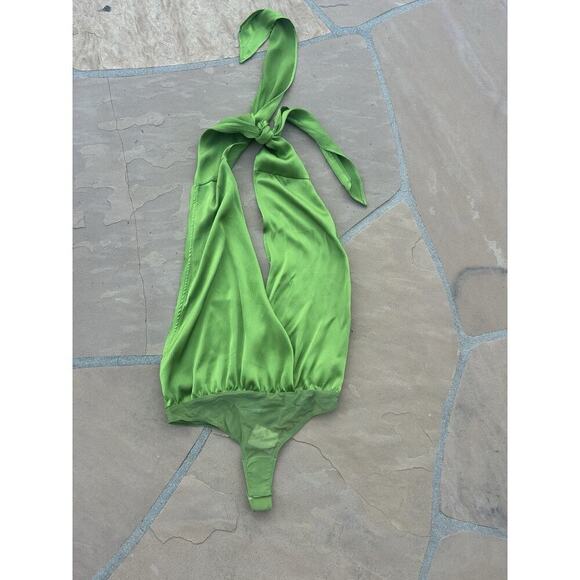 🌻NEW w.tag Free People Intimately There She Goes Bodysuit in Green Size M - Picture 1 of 4